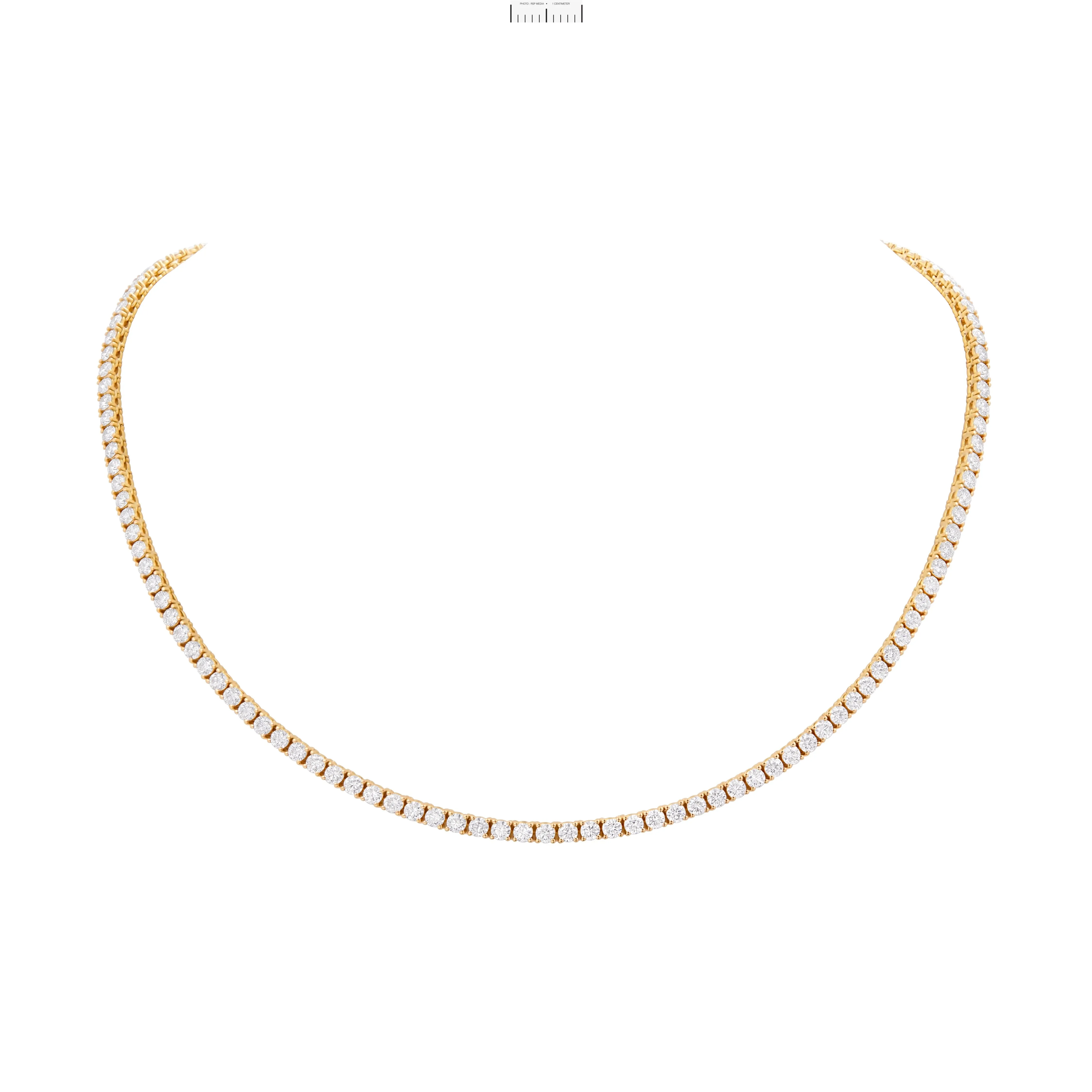 13.23CT Yellow Gold Tennis Necklace