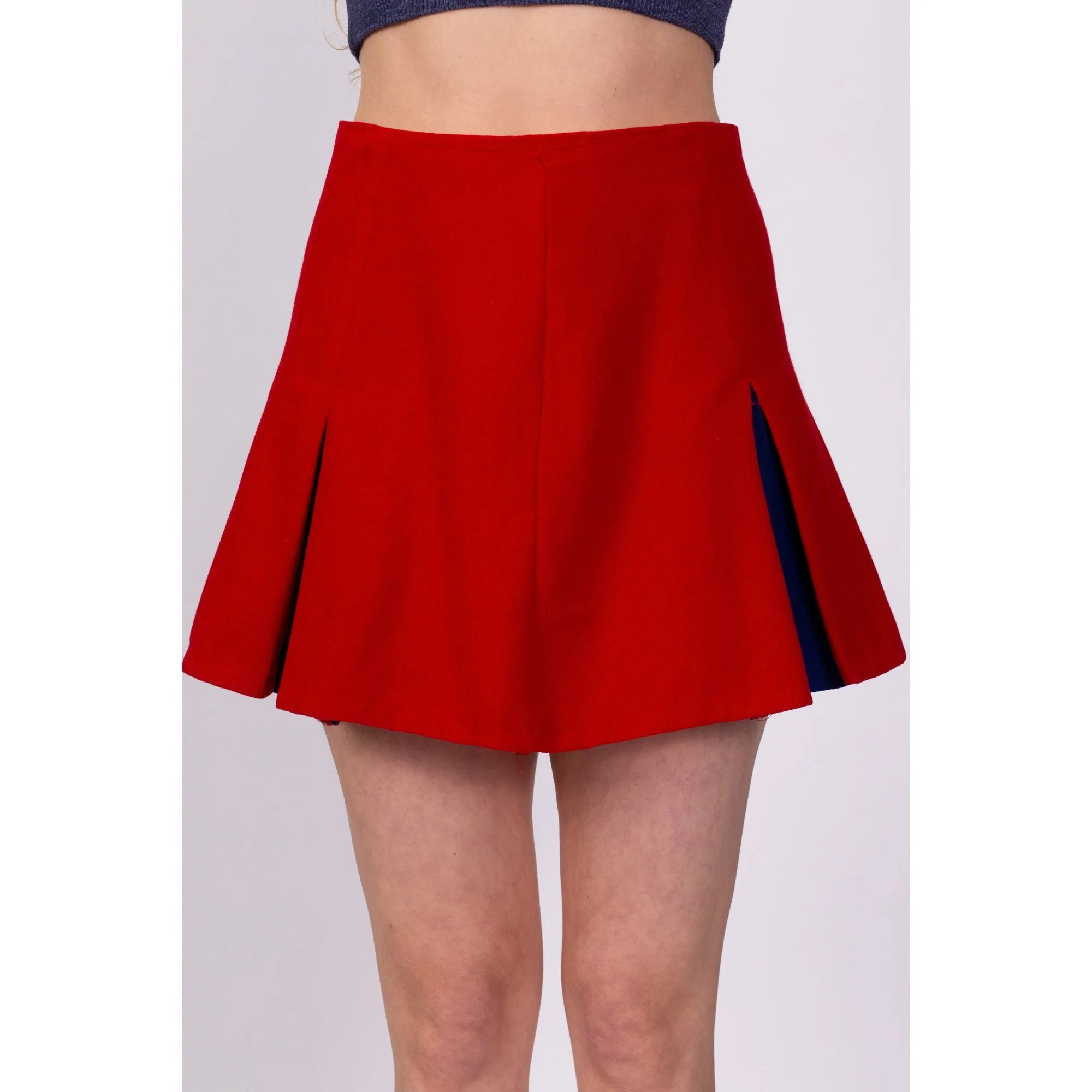 70s Red Cheerleader Mini Skirt - Medium, 28"