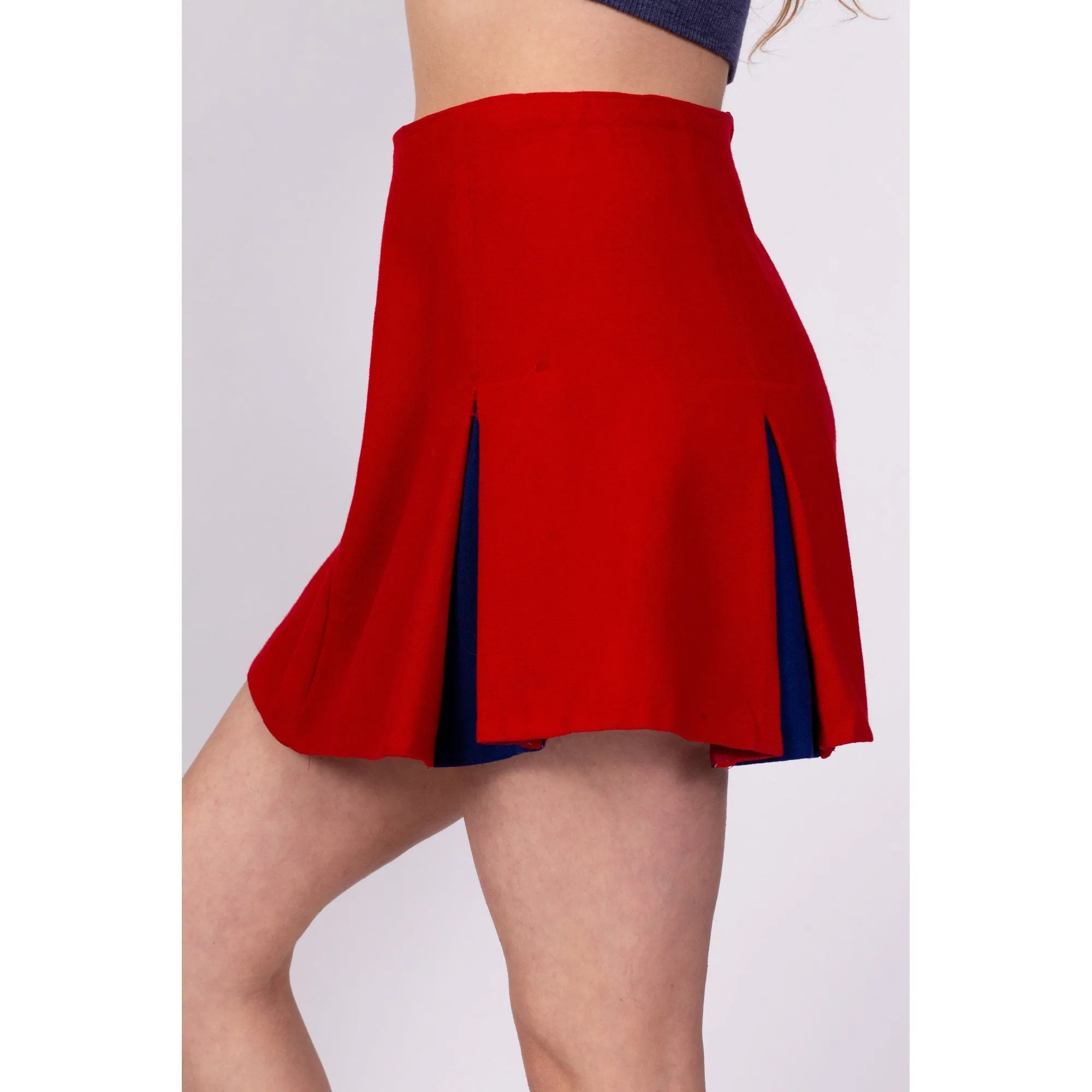 70s Red Cheerleader Mini Skirt - Medium, 28"