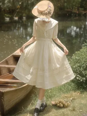Belt Dress Rose   Skirt Over Tulle Sailor Color   Natural Fairy Collar Embroidery