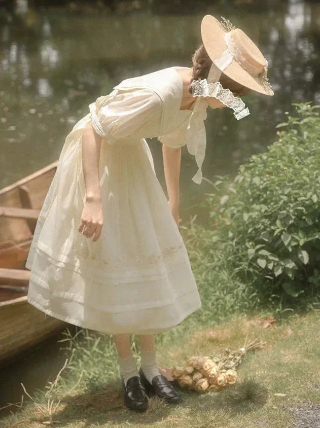 Belt Dress Rose   Skirt Over Tulle Sailor Color   Natural Fairy Collar Embroidery