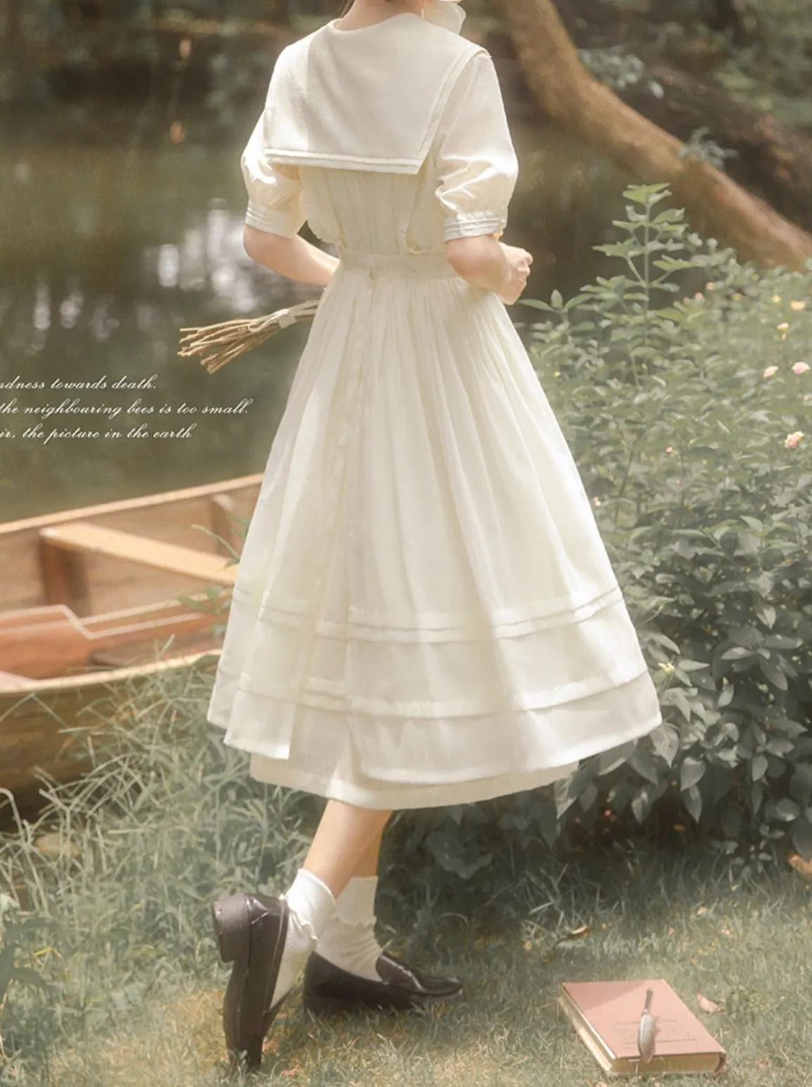 Belt Dress Rose   Skirt Over Tulle Sailor Color   Natural Fairy Collar Embroidery