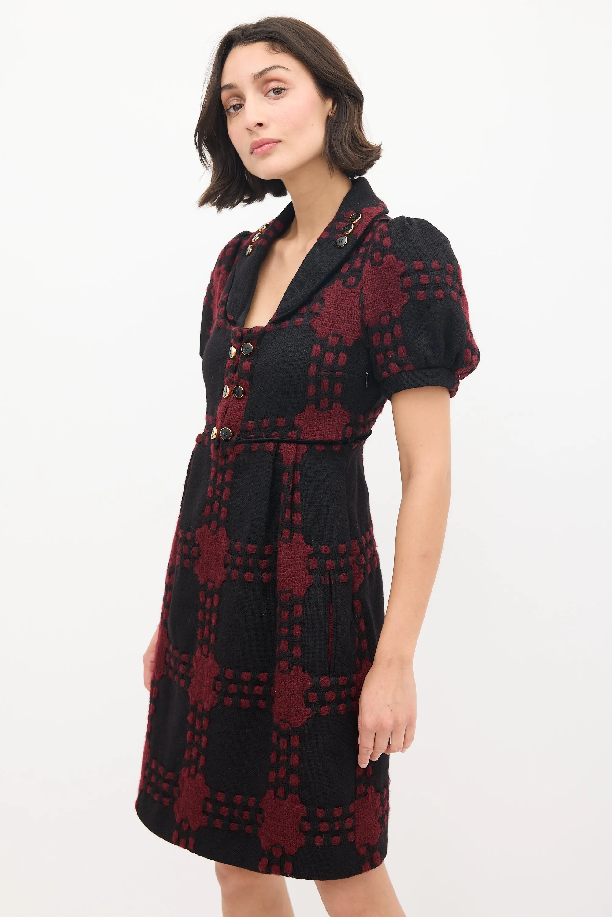 Black & Red Wool Knit Dress