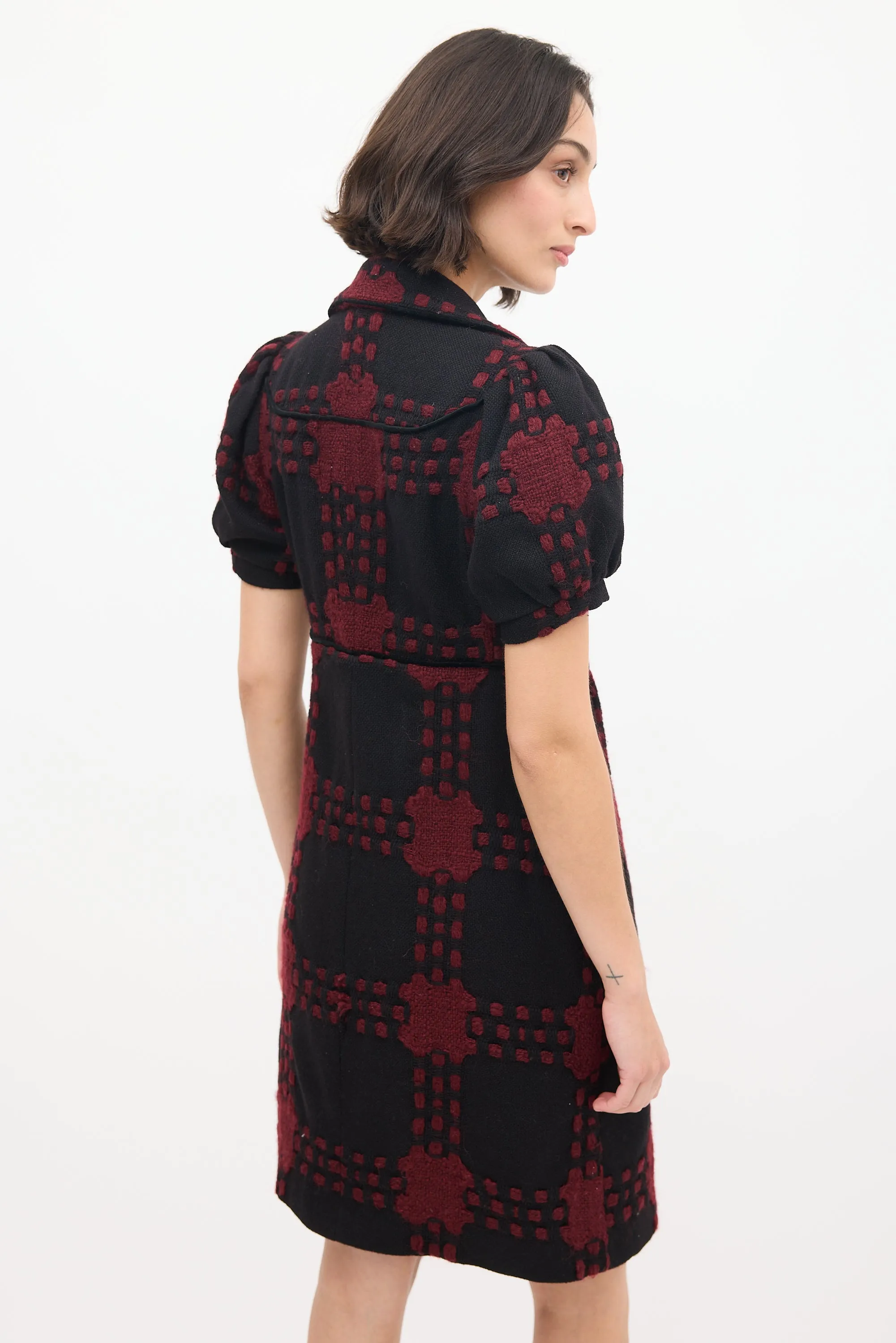 Black & Red Wool Knit Dress