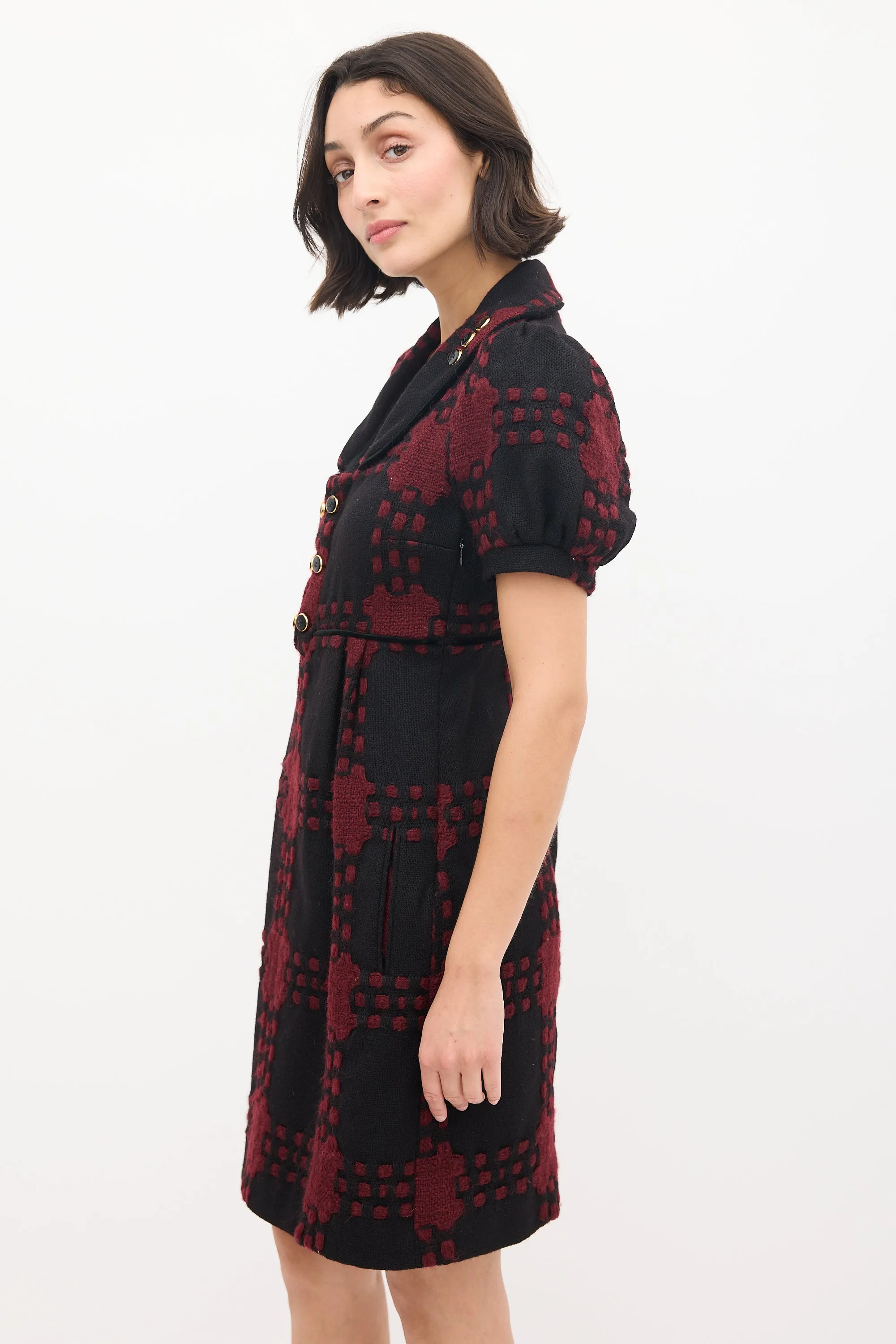 Black & Red Wool Knit Dress
