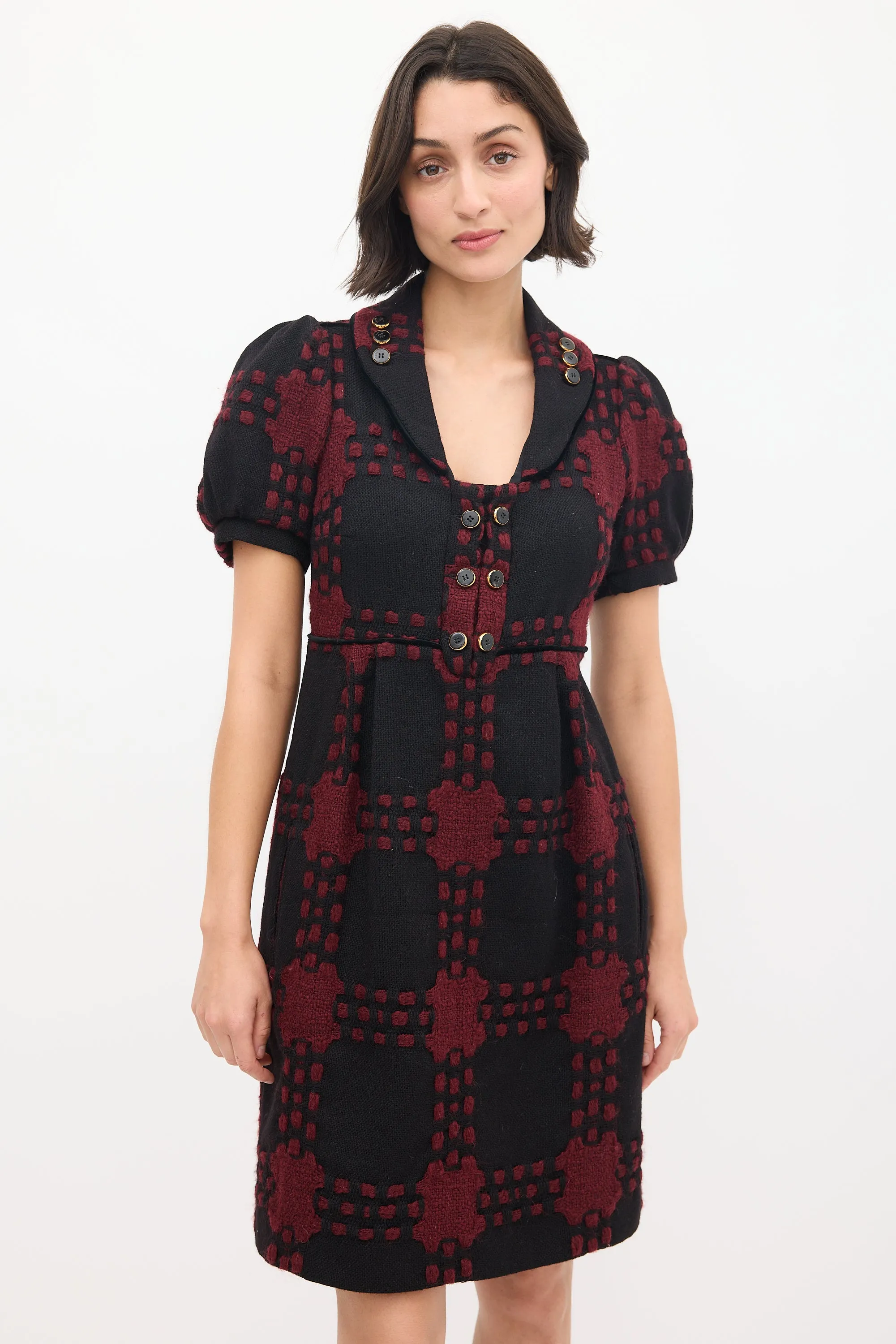 Black & Red Wool Knit Dress