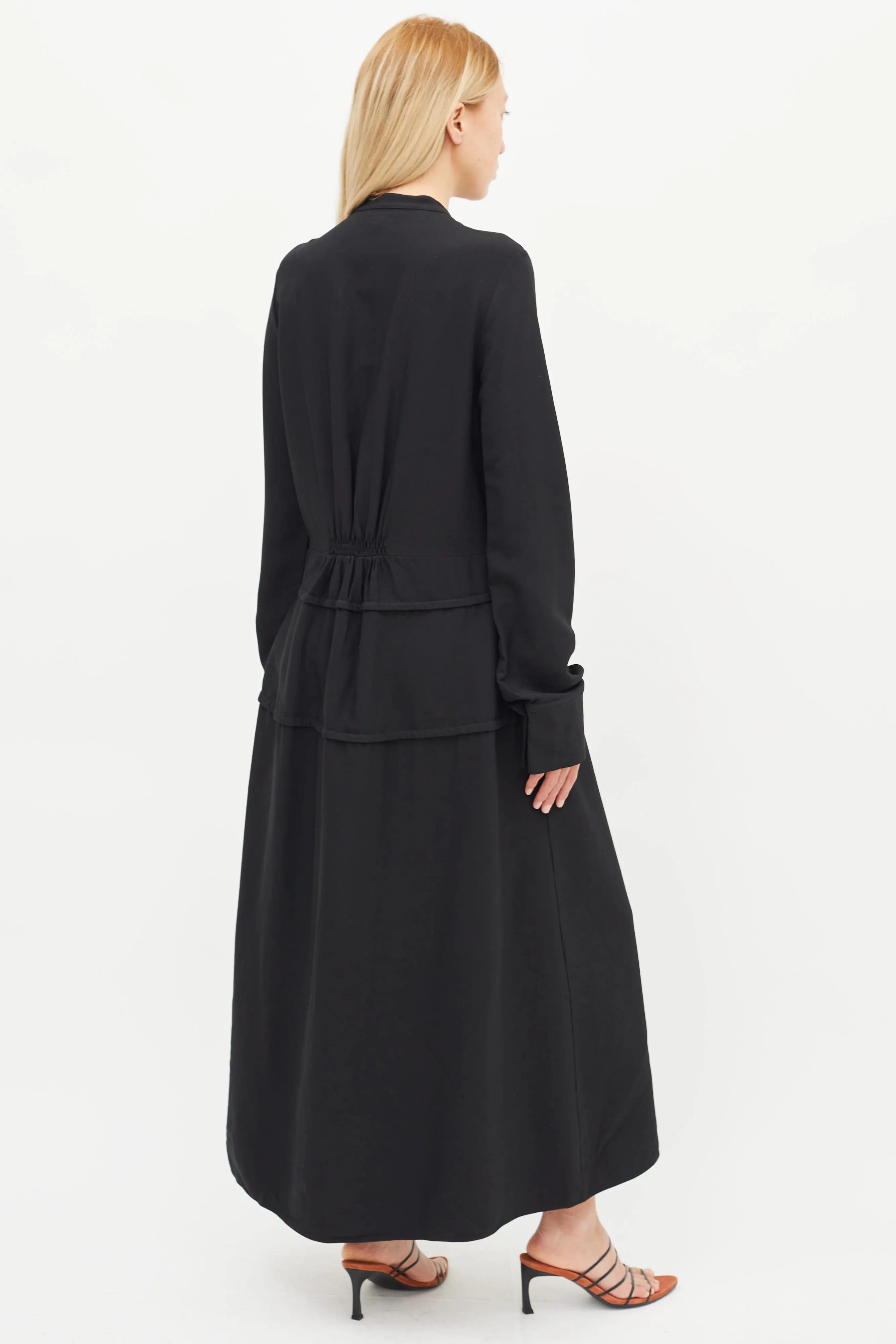 Black Long Sleeve Button Dress