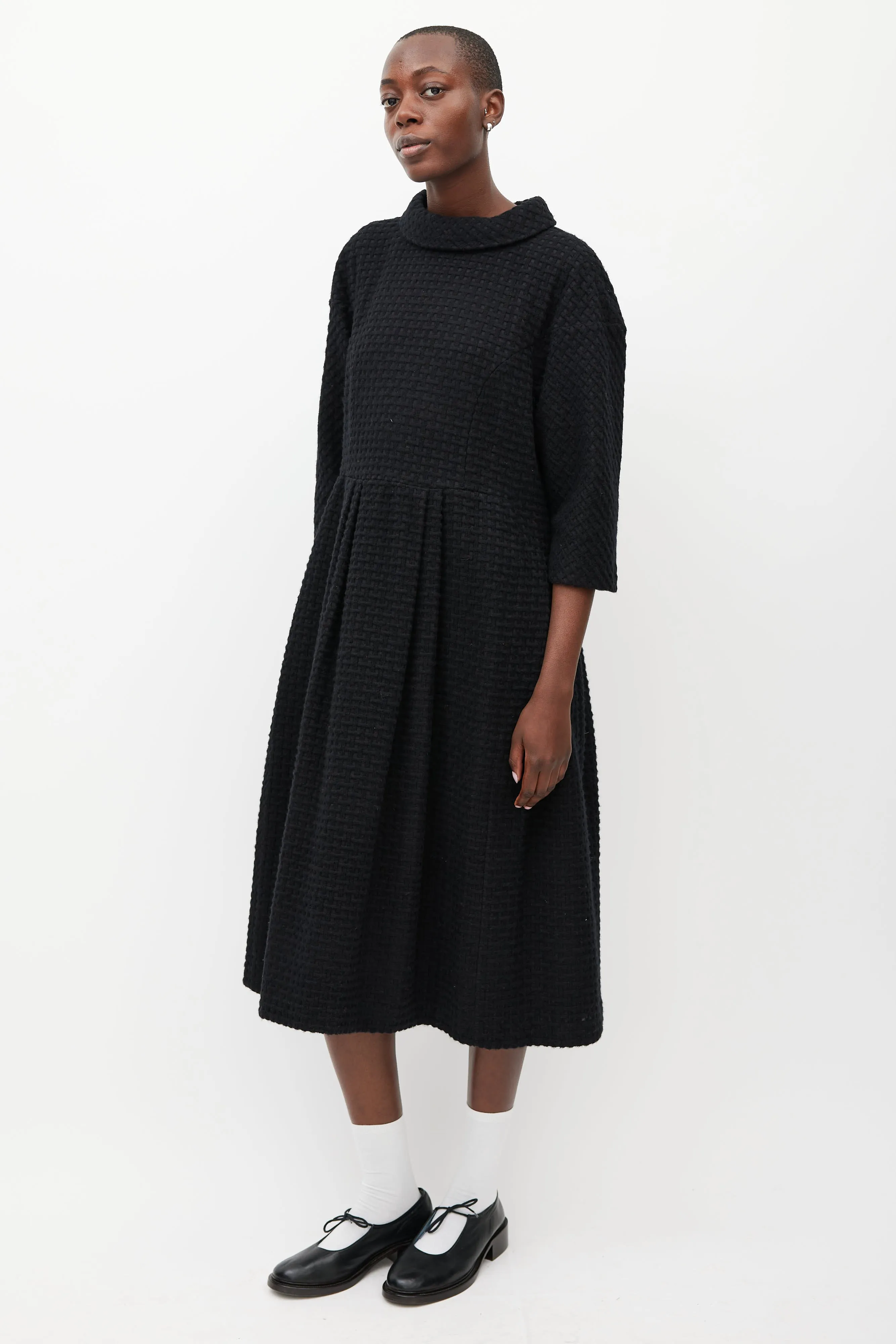 Black Wool Woven Dress