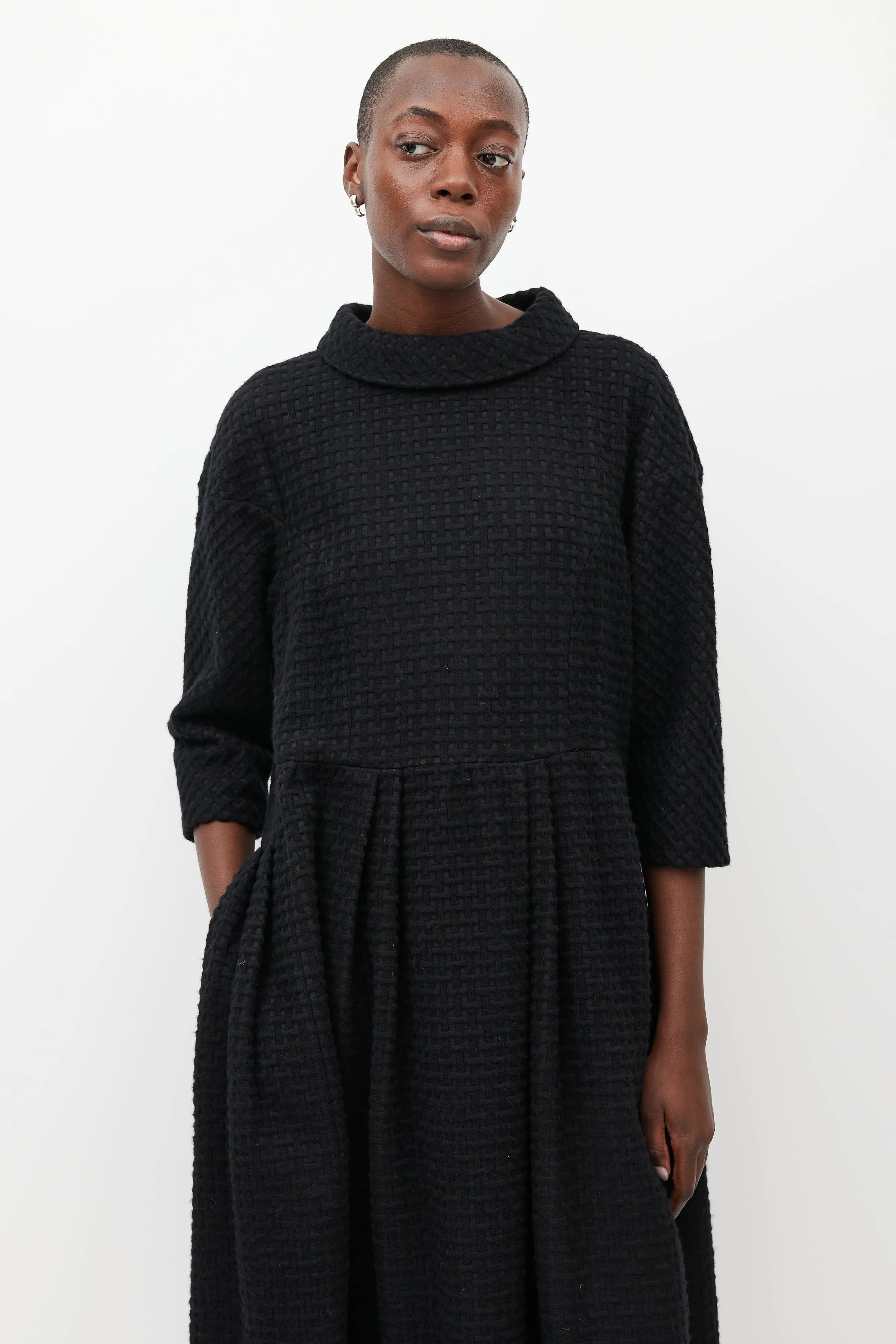 Black Wool Woven Dress
