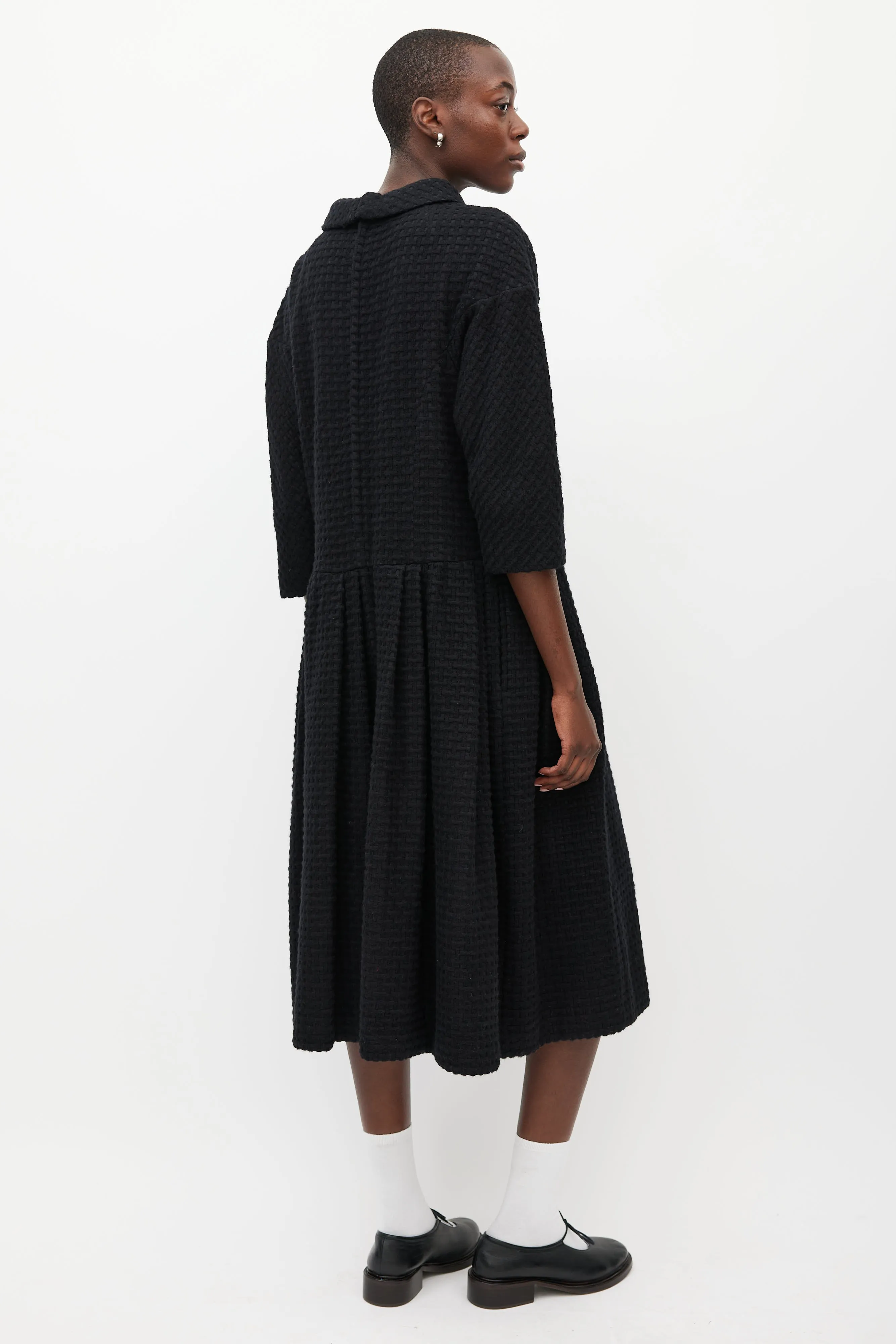 Black Wool Woven Dress