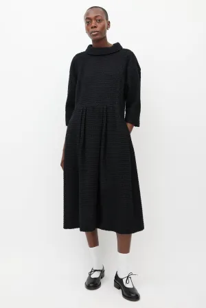 Black Wool Woven Dress