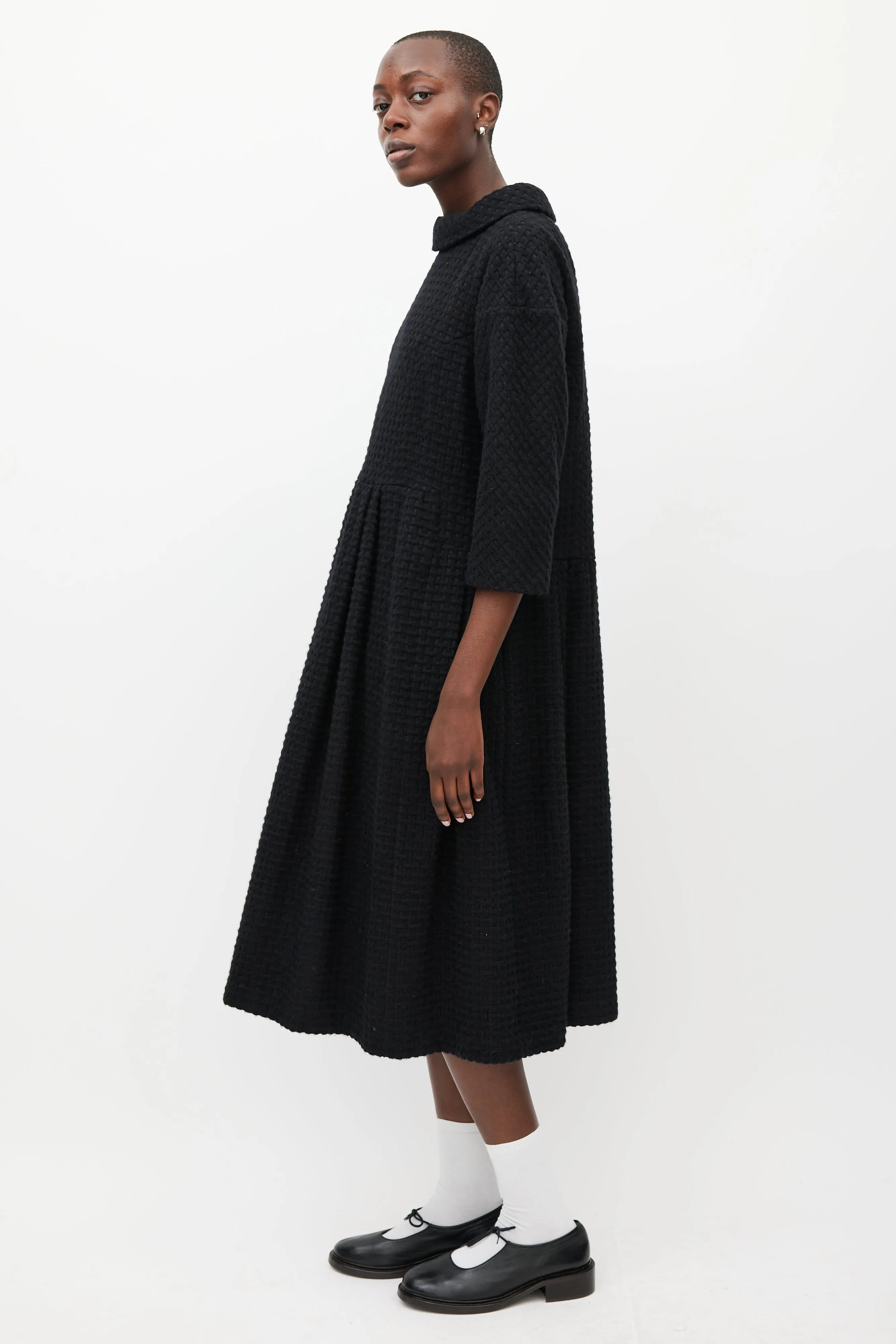Black Wool Woven Dress