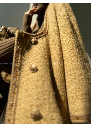 Brownie autumn wool retro tweed suit skirt jacket - Dunnu