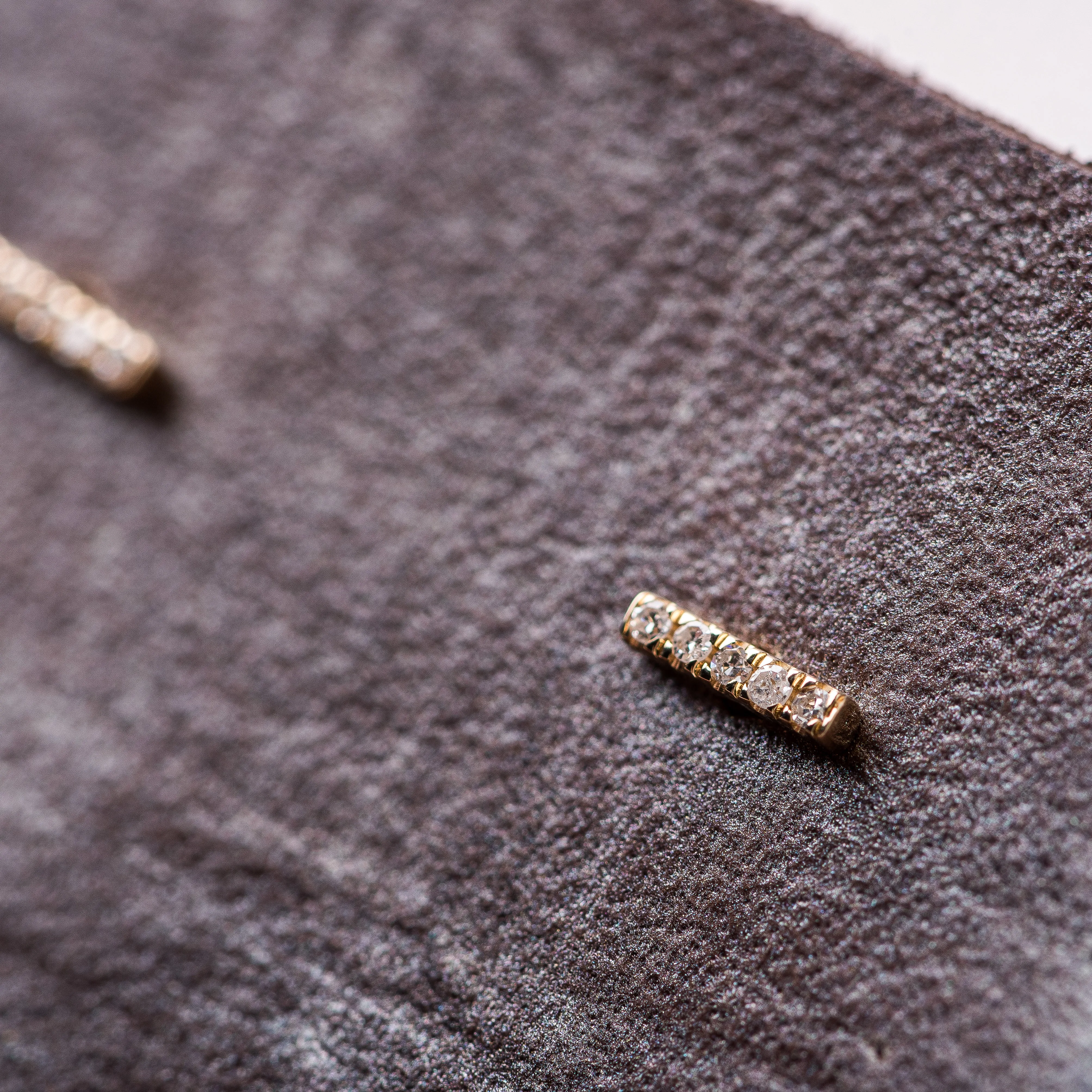 Diamond Micro Bar Stud Earrings in 14k Gold