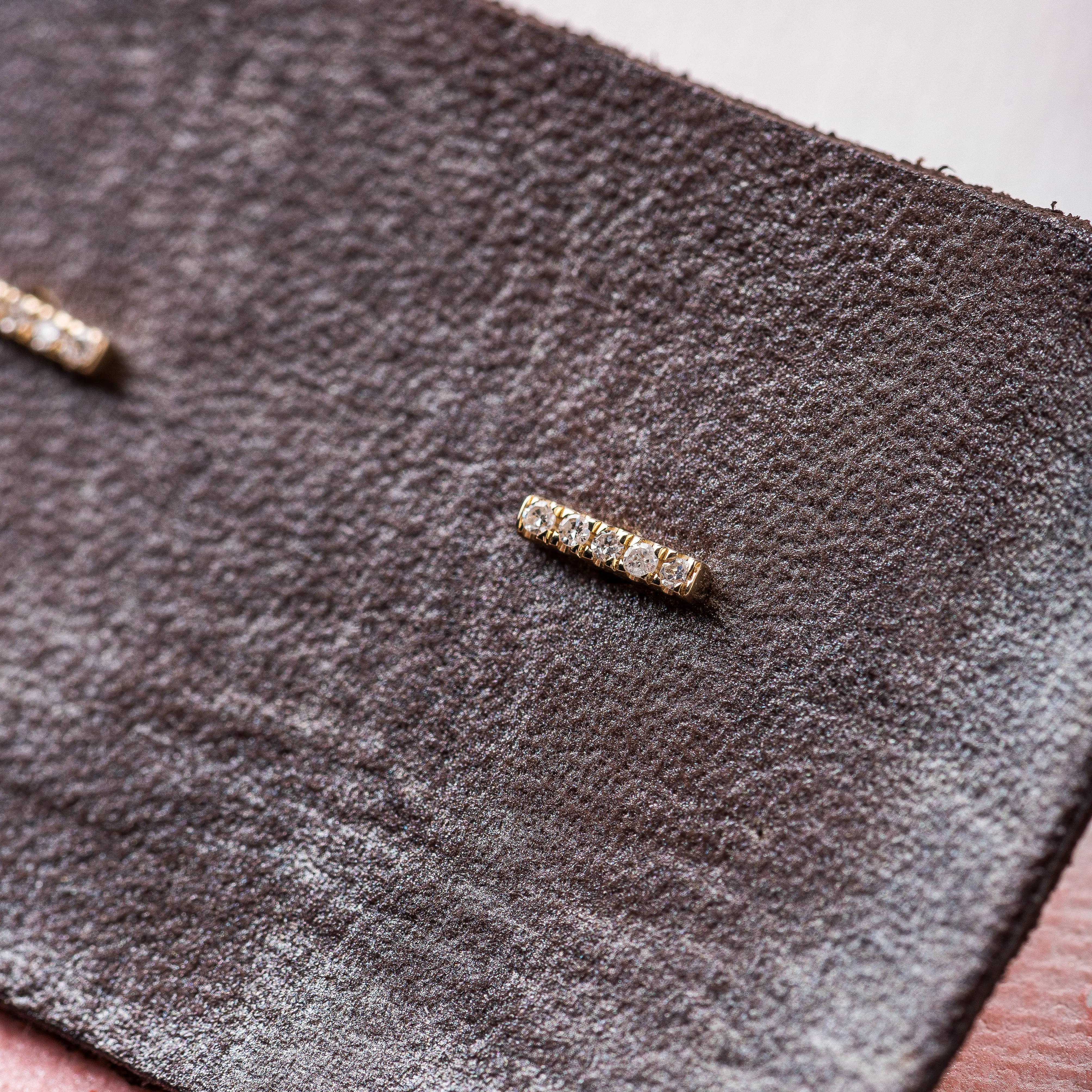 Diamond Micro Bar Stud Earrings in 14k Gold