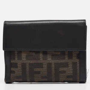 Fendi Black Zucca Canvas And Leather French Wallet