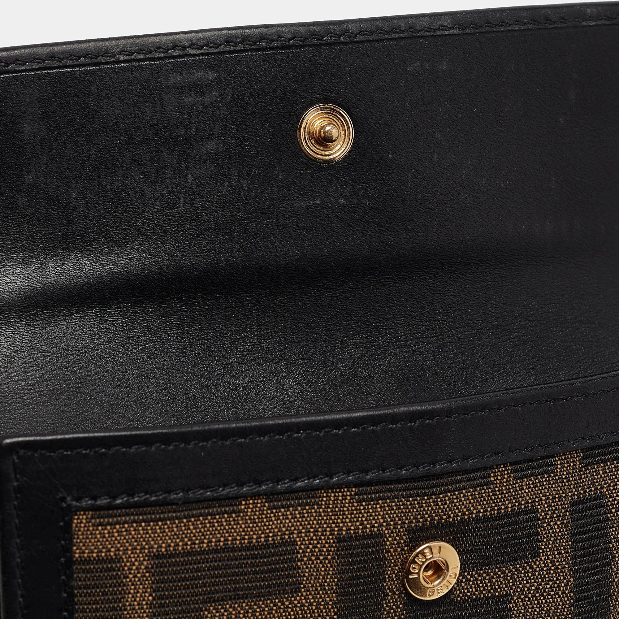 Fendi Black Zucca Canvas And Leather French Wallet