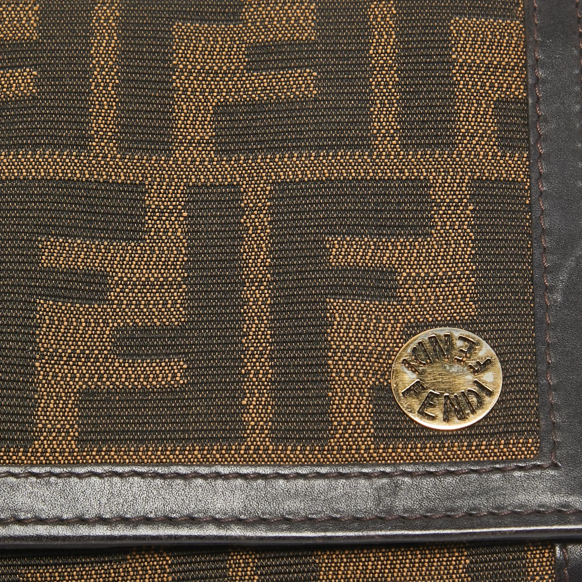 Fendi Zucca Canvas And Leather Flap Continental Wallet
