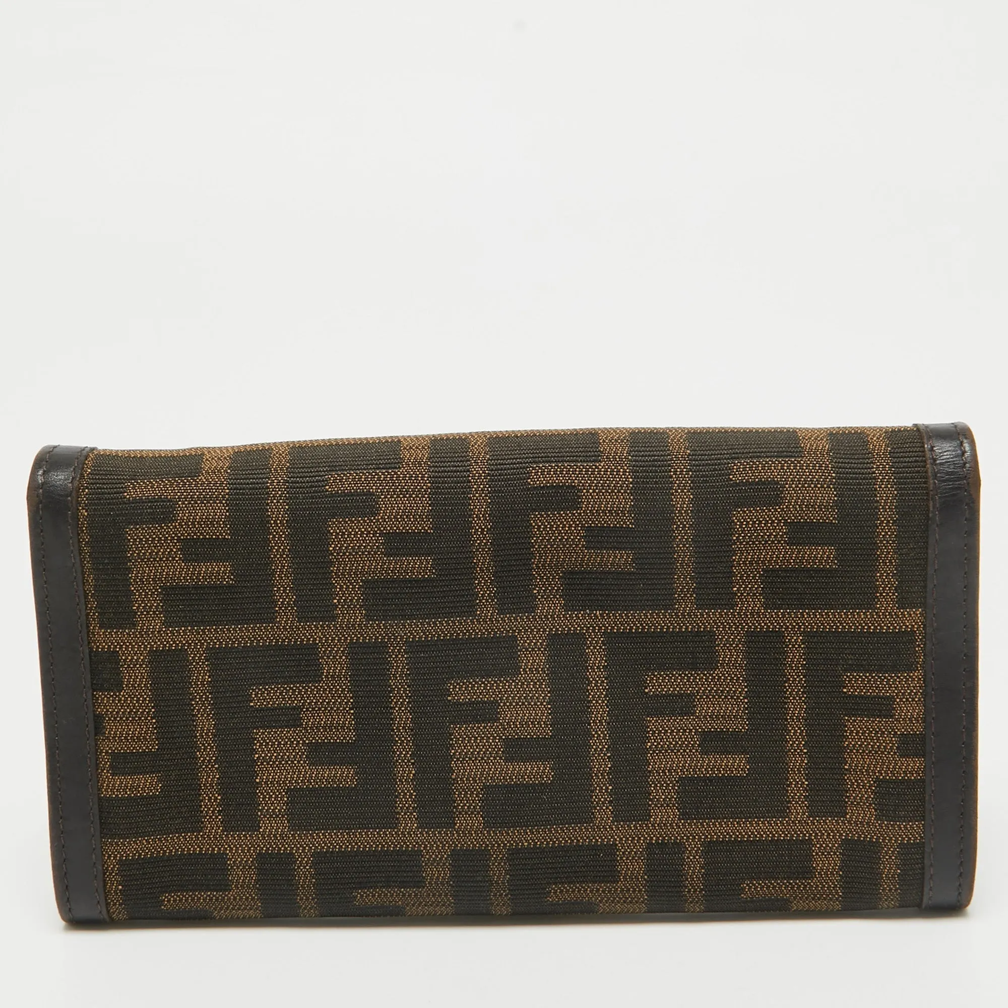 Fendi Zucca Canvas And Leather Flap Continental Wallet