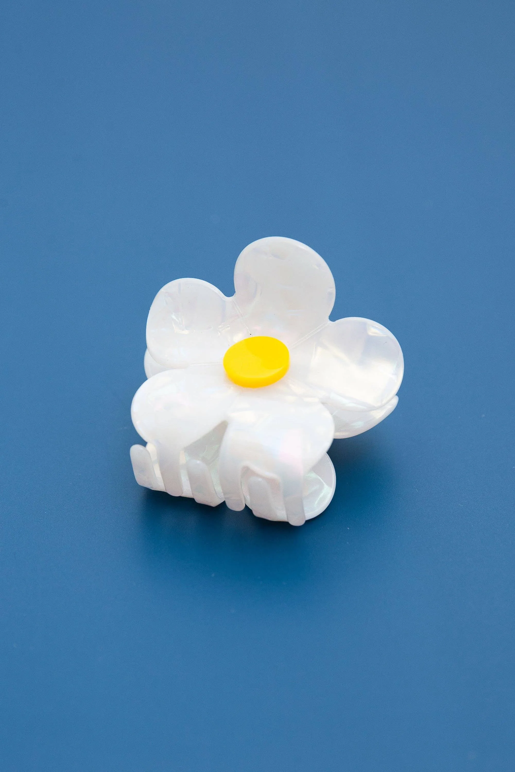 FLOWER CELLULOSE HAIR CLAW CLIPS  | 40H585: WHITE