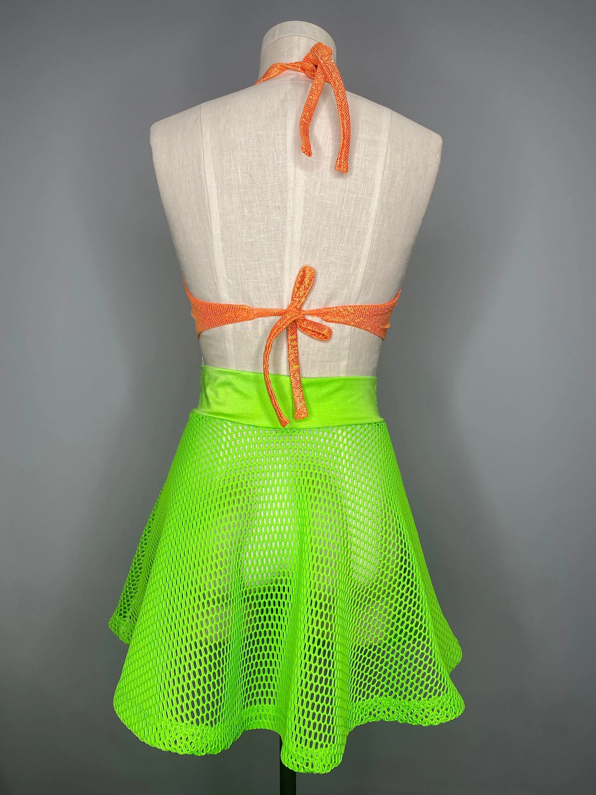 Green Mesh Skater Skirt