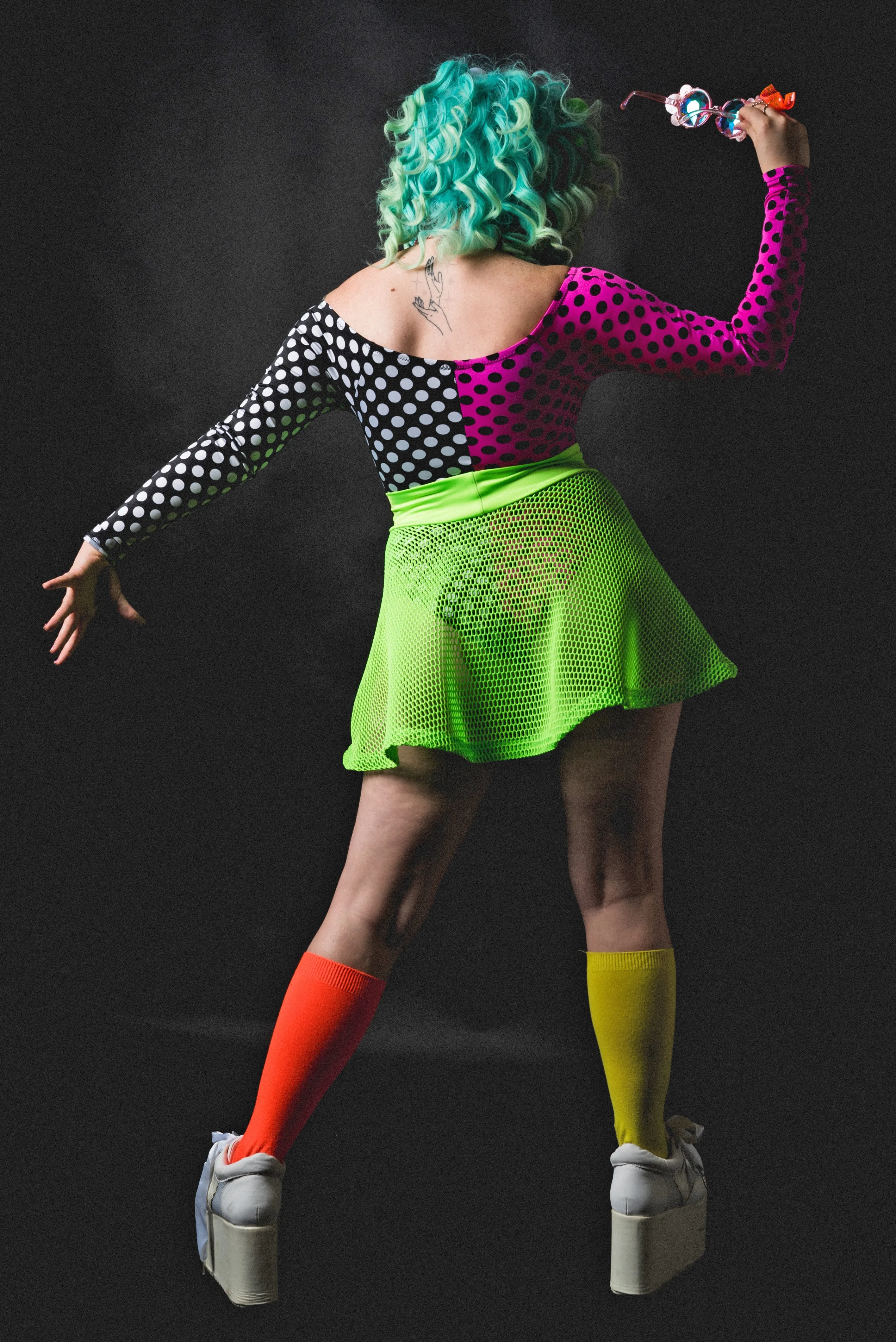 Green Mesh Skater Skirt