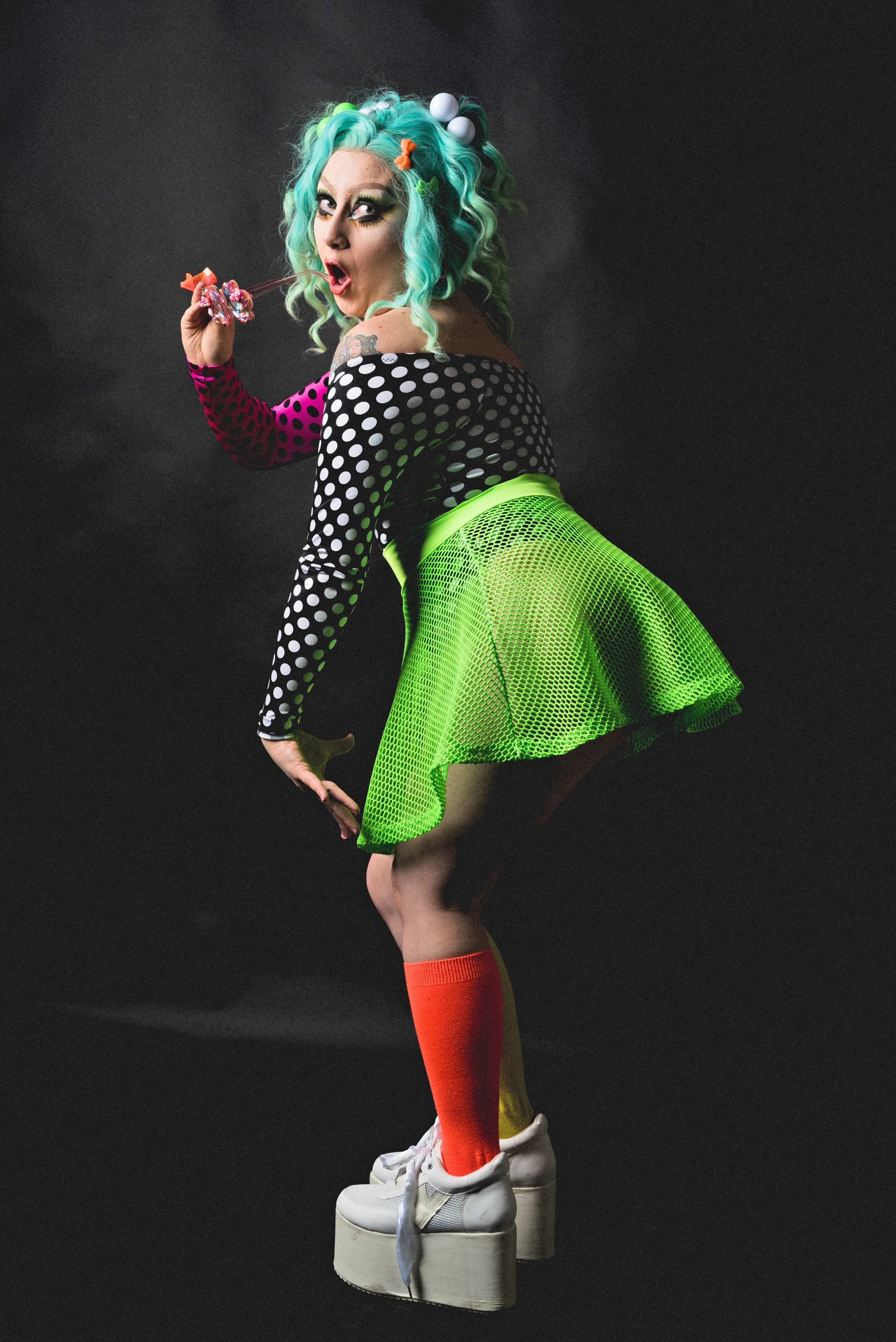 Green Mesh Skater Skirt