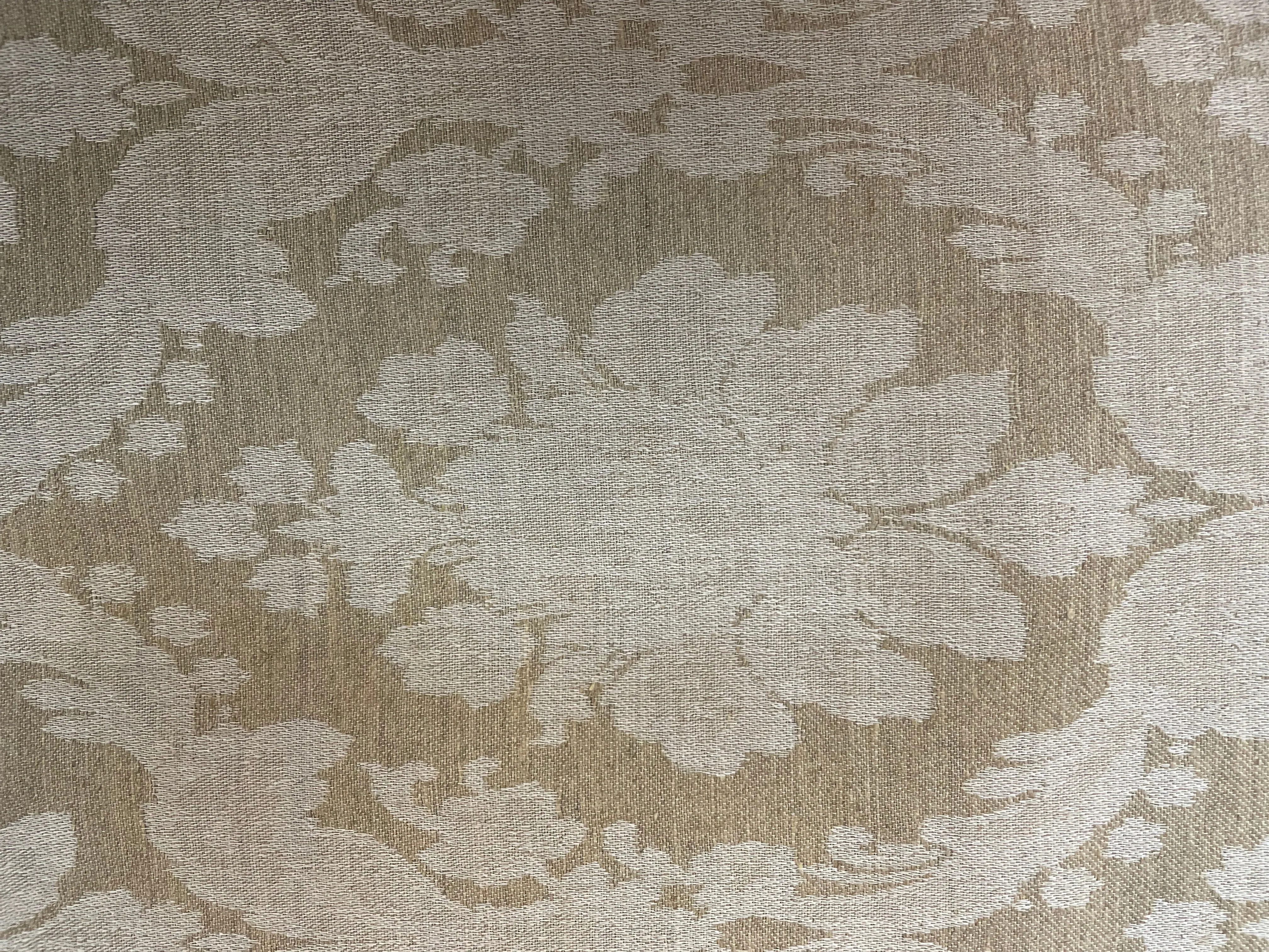 Italian Cotton/Linen Damask Jacquard - Natural & Off-White