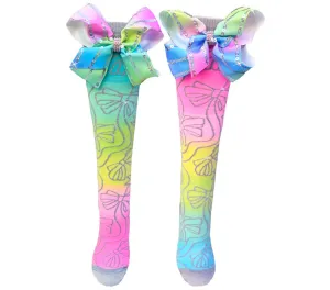 MADMIA Sparkly Bows Toddler Girl's Long Knee High Socks - Pink/Blue/Yellow