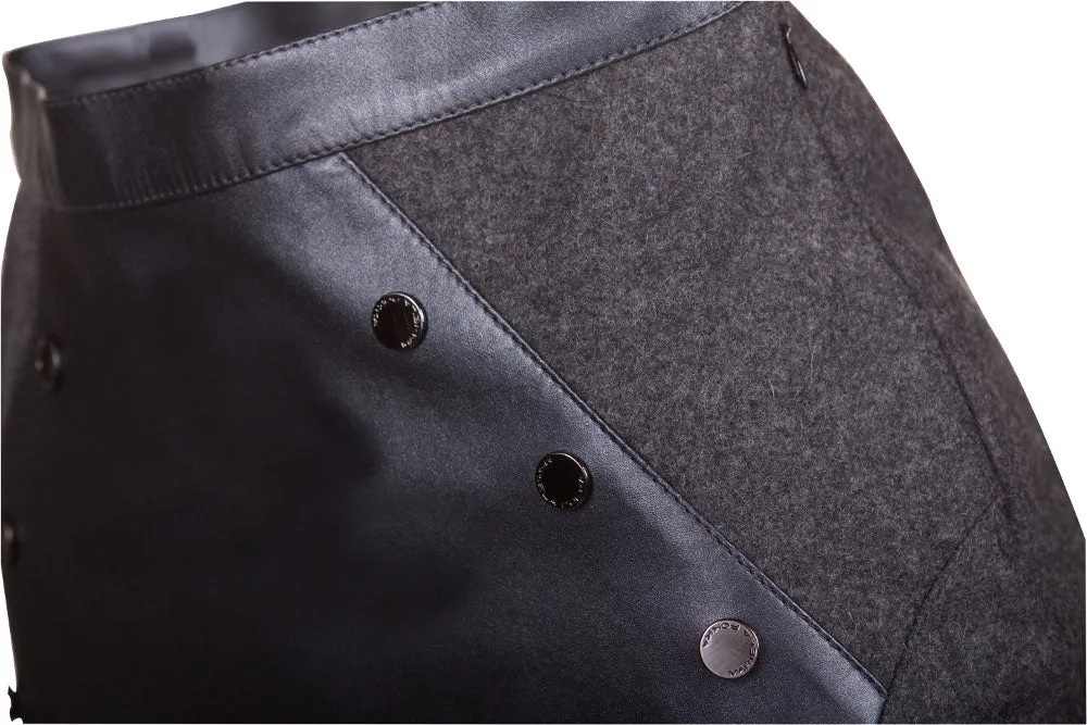 Merino Wool Tailored Reindeer Leather Skirt- Limited Edition