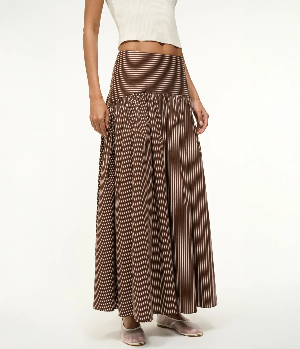 Procida Skirt in Dark Oak Micro Stripe