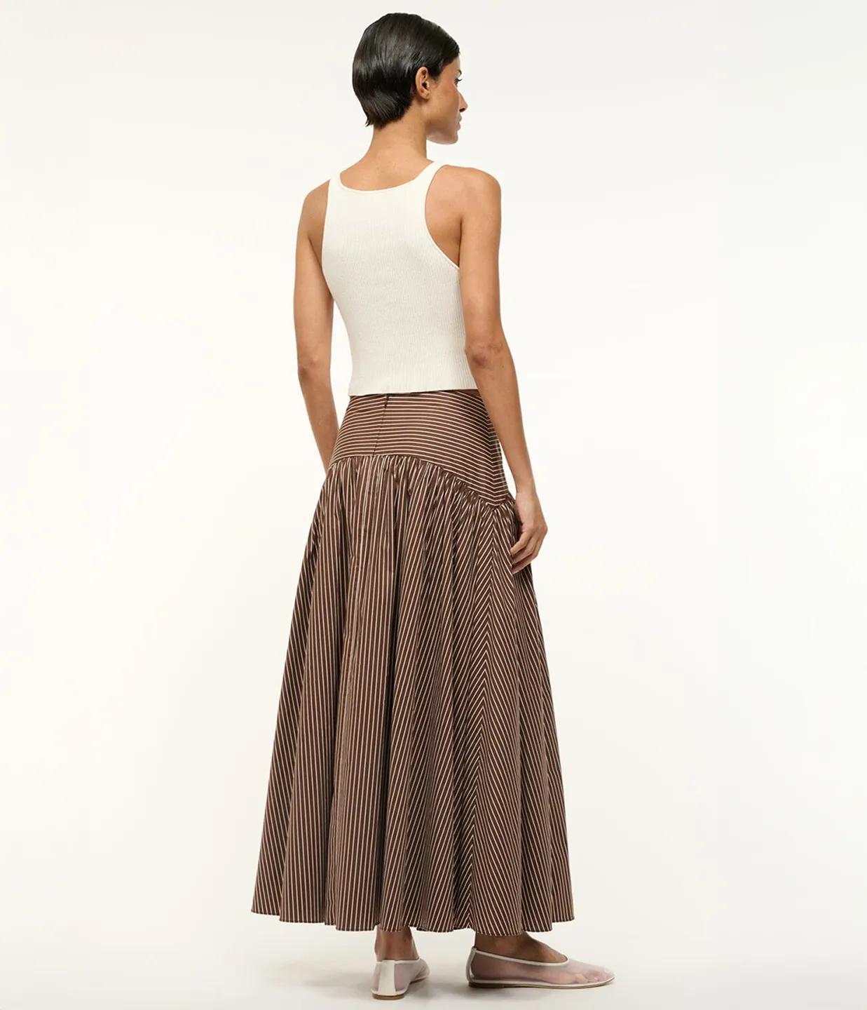 Procida Skirt in Dark Oak Micro Stripe