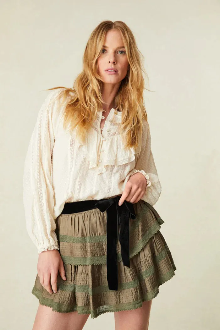 Ruffle Mini Skirt ~ Forest Oak