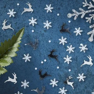 Silver Stag And Snowflake Confetti