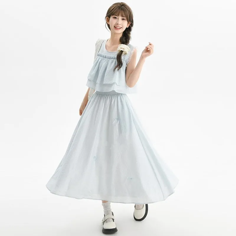 Summer Sweet Girl Style Solid Color Fairy Skirt
