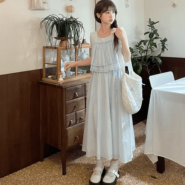 Summer Sweet Girl Style Solid Color Fairy Skirt