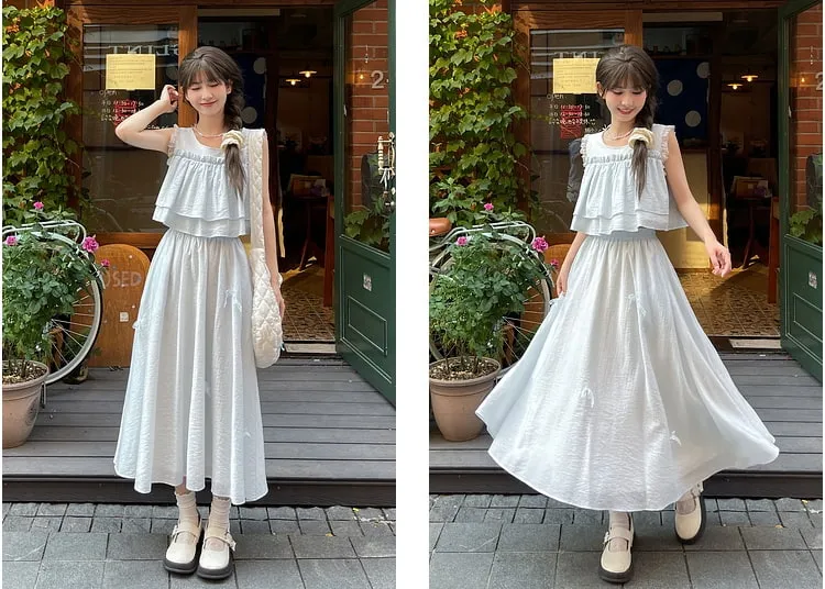 Summer Sweet Girl Style Solid Color Fairy Skirt