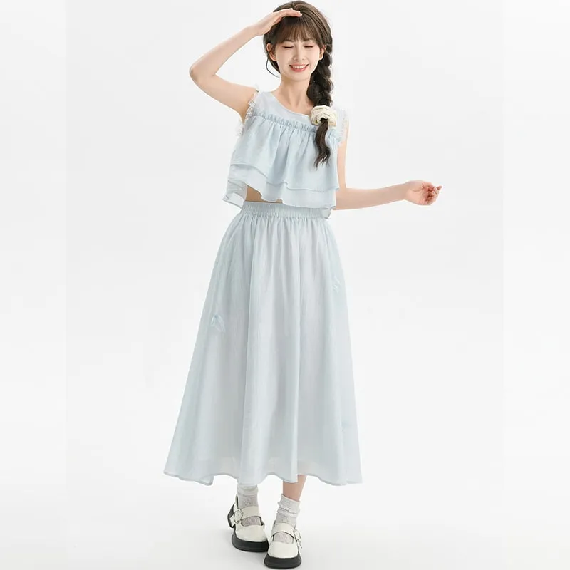 Summer Sweet Girl Style Solid Color Fairy Skirt