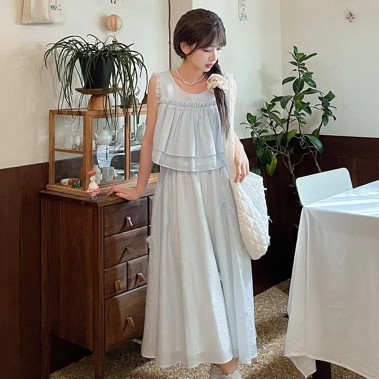 Summer Sweet Girl Style Solid Color Fairy Skirt