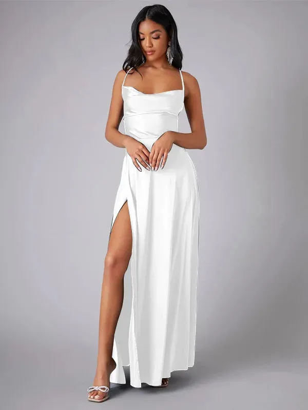 Women Sexy Corset Party Dress Elegant Strap V Neck High Waist Bandage Backless Sleeveless Slit Evening Cocktail Maxi Dress