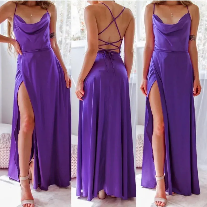 Women Sexy Corset Party Dress Elegant Strap V Neck High Waist Bandage Backless Sleeveless Slit Evening Cocktail Maxi Dress