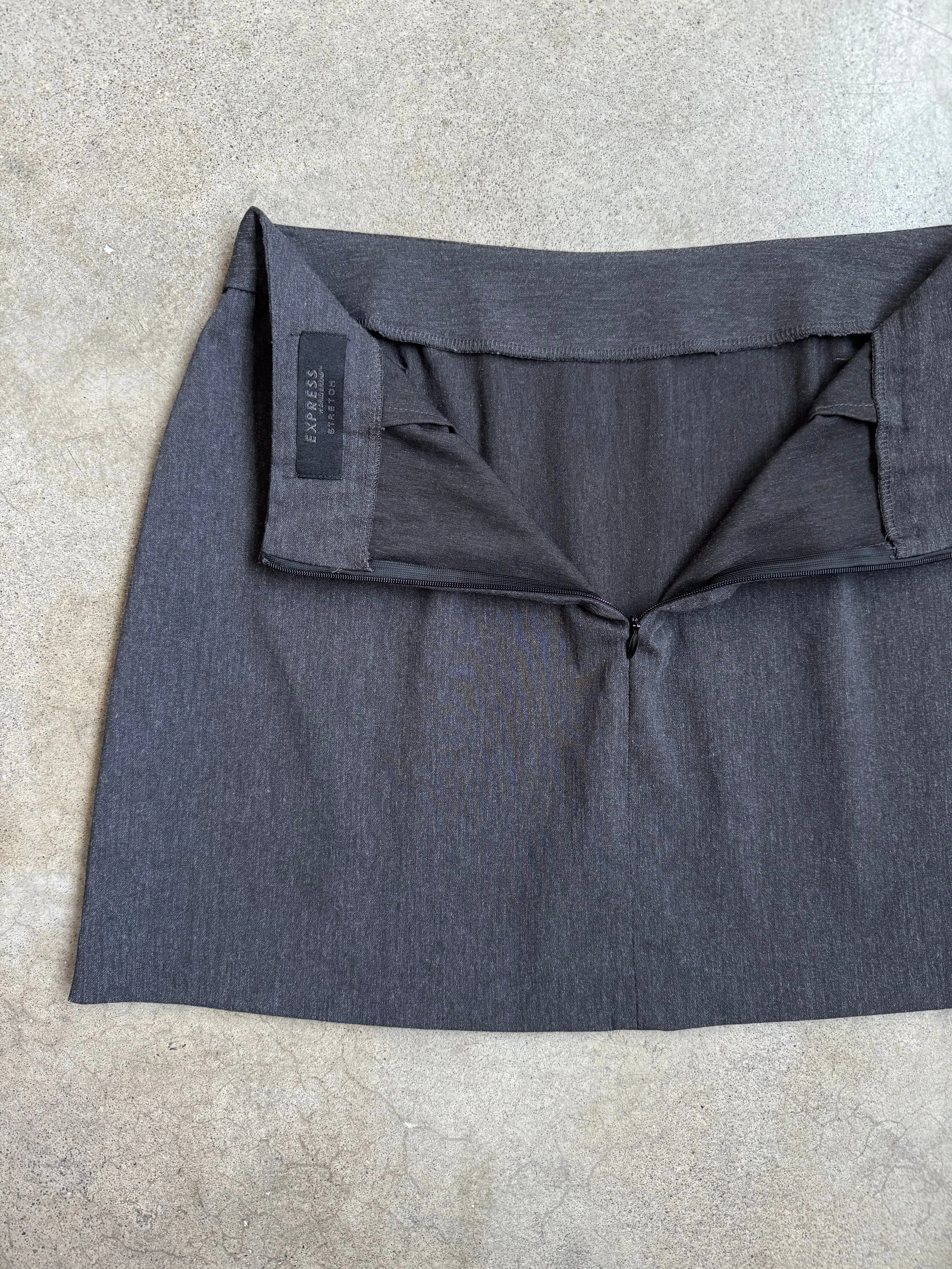 Y2K Express Charcoal A-Line Micro Mini Skirt (W28”)